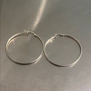 Large Sterling Silver Post Hoop Earrings